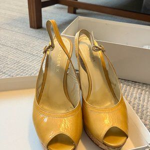 Beige Leather Wedges